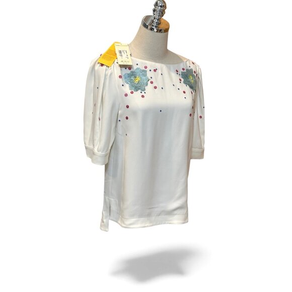 MARNI $1495 Sequin-embroidered Blouse STRETCH VISCOSE CADY Size 40 US 4 - Picture 8 of 16